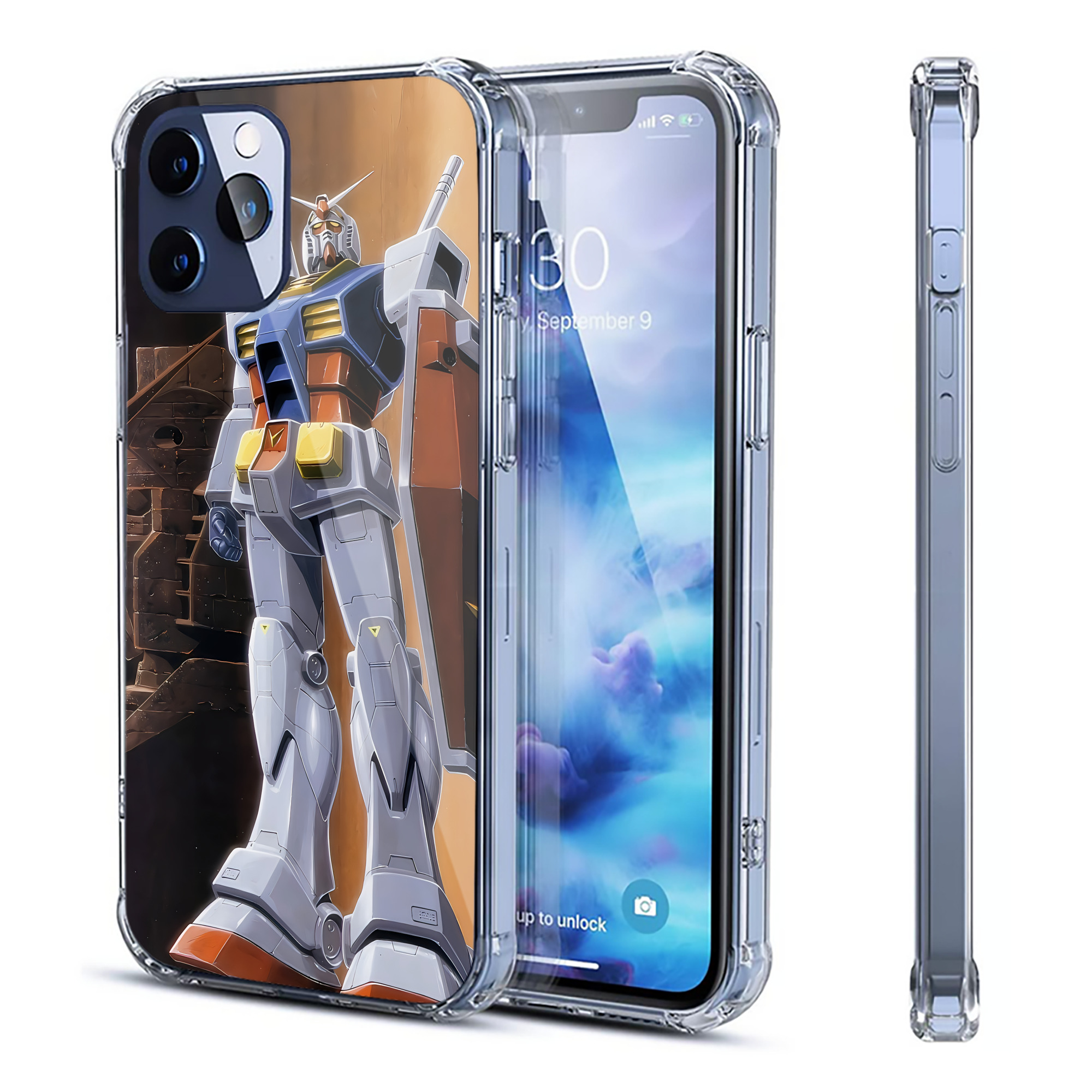 （画像用） 機動戦士ガンダム Mobile Suit Gundam 【iPhone 12シリーズ対応】透明スマホケース（クリアソフトケース）